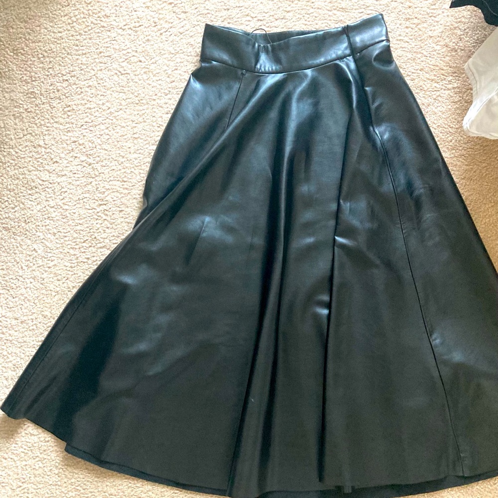 Zara faux leather midi skirt